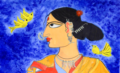 Handmade Traditional Indian Woman with Birds