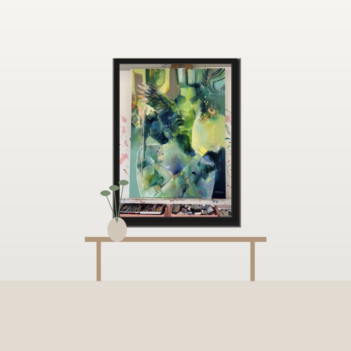 Emerald Reverie — Fine Art Print framed on a living room wall