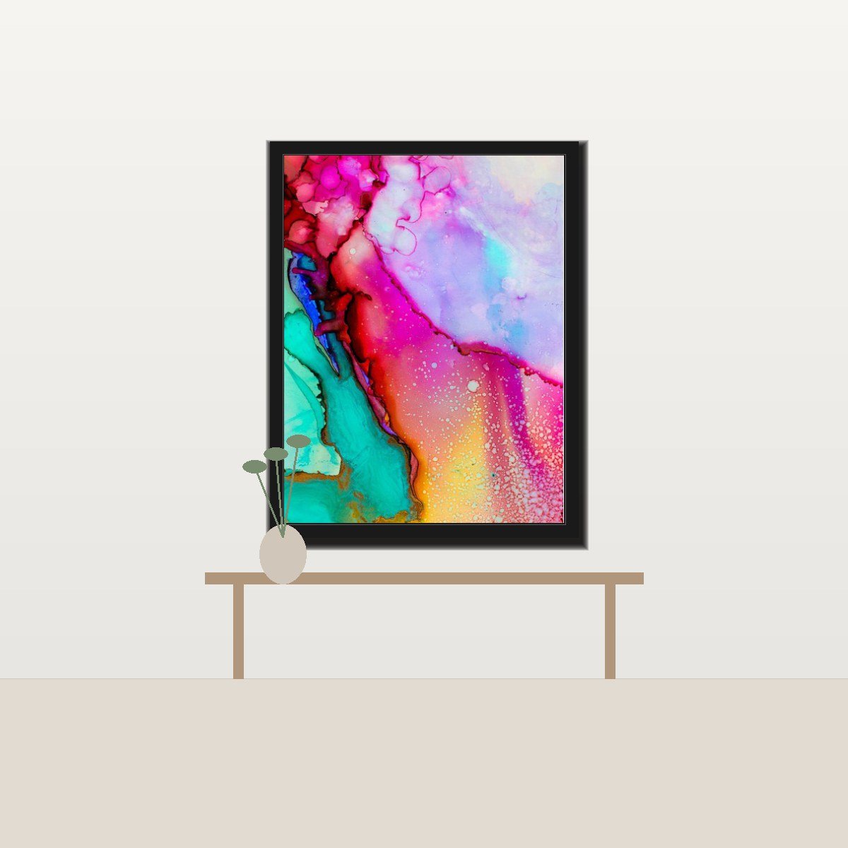 Fluid Bloom — Fine Art Print framed on a living room wall