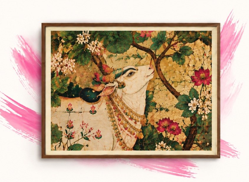 Framed Indian miniature painting by VCreate 4 U